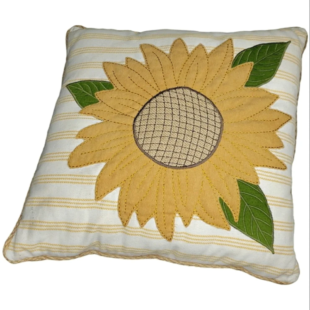 Farmcore The Prarie Rachel Ashwell Sunflower Stripes Cabin Shabby Boho Pillow